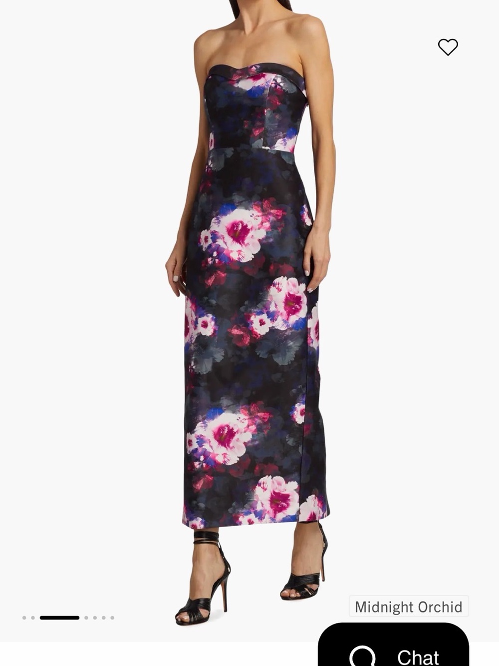 ML Monique Lhuillier Strapless Floral Midi Dress